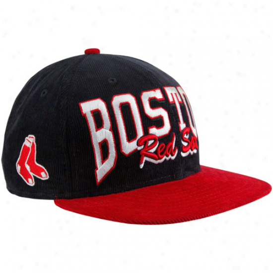 New Era Boston Red Sox Navy Blue-red 9fifty Corduroy Snapback Adjustable Hat