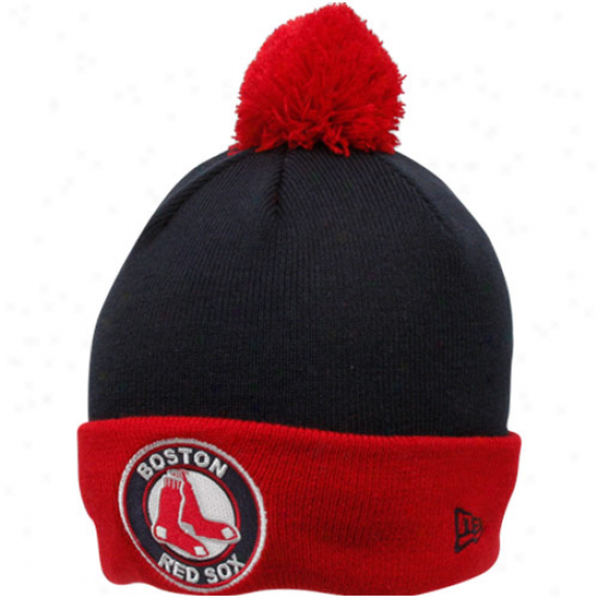 New Era Boston Red Six Navy Blue-red Circle Knit Beanie