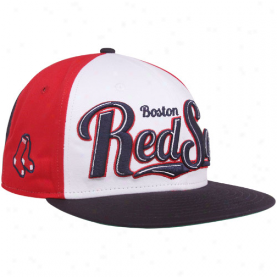 Unaccustomed Era Boston Red Sox Navy Blue-red-white 9fifty Script Wheel Snapback Adjustable Hat