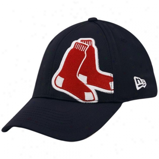 New Era Boston Red Sox Navy Dismal Side Patch 39thirty Stretch Fit Hat