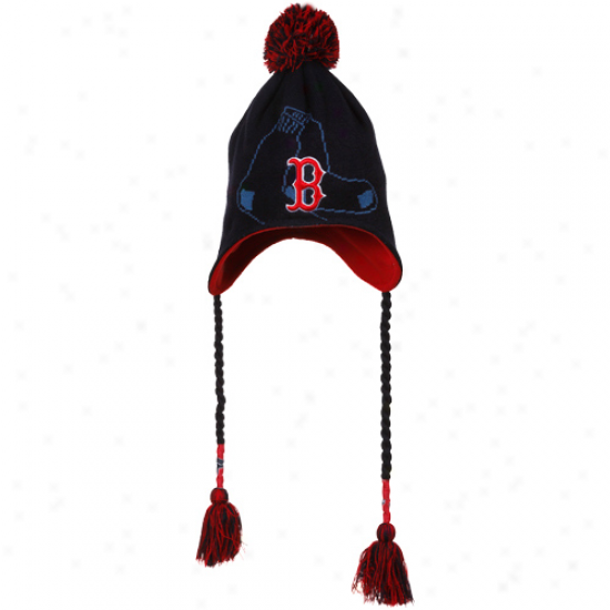 Nw Era Botson Red Sox Navy Blue Tassel Fade Knit Beanie