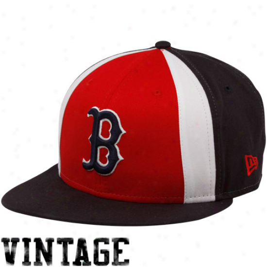 New Era Boston Red Sox Red-navy Blue Retro Slice Snap Back Adjustable Hat