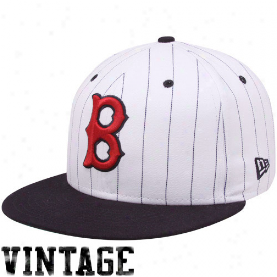 New Era Boston Red Sox White-navy Blue Pinstripe 9fifty Snapback Adjustable Hat