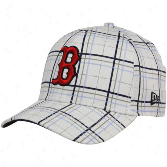 New Era Boston Red Sox White Summer Plaid 39thirty Flex Fit Hat