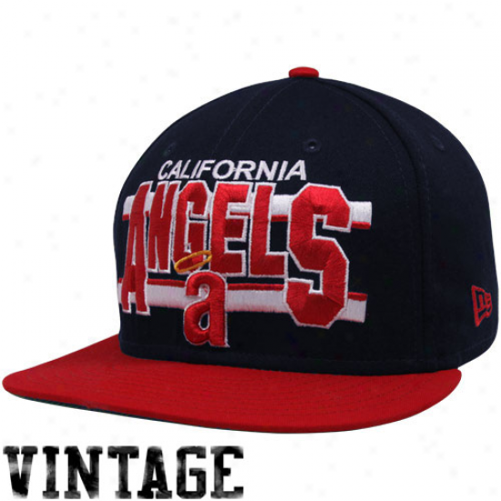New Era California Angels Navy Blue-red Word Stripe 9fifty Snapback Adjustable Hat
