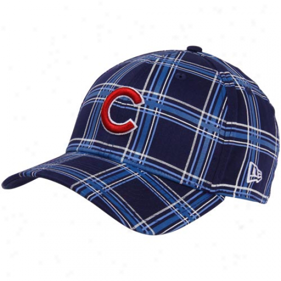 New Era Chicago Cubs 39thiety The Breaker Plaid Flex Fit Hat - Navy Blue