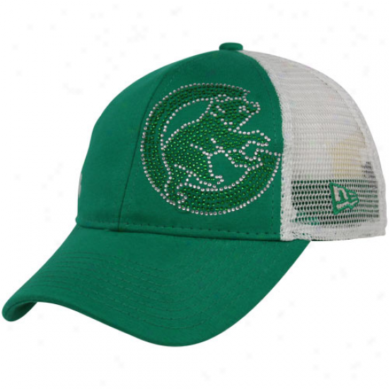 New Era Chicago Cubs Ladies Kelly Green Hooley Jersey Shimmer Mesh Back Adjustable Hat