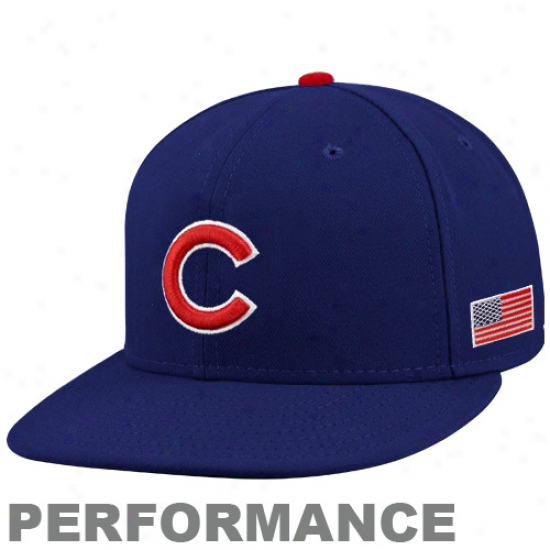 New Era Chicago Cubs Royal Bl8e On-field 59fifty Usa Flag Fitted Performance Hat