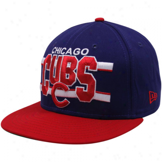 New Era Chicago Cubs Royal Blue-red Word Stripe 9fifty Snapback Adjustable Hat