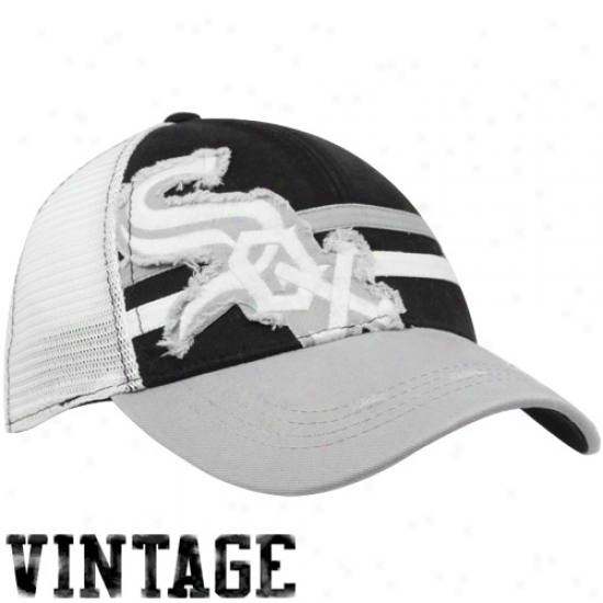 New Era Chicago White Sox Black-gray Deuce Vintage 39thirty Mesh Back Flex Fit Hat