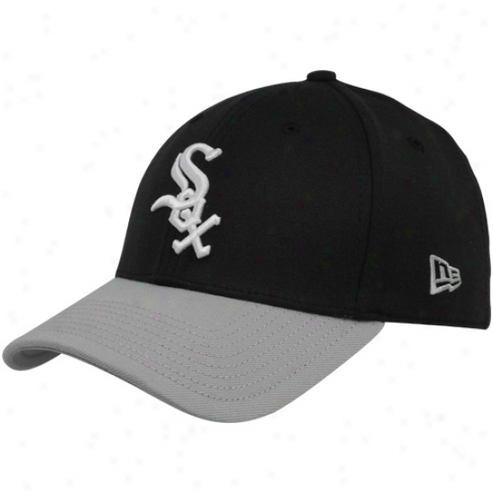 New Era Chicago Whlte Sox Black-gray Dyad 39thirty Stretch Fit Hat