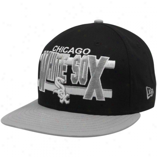 Nww Era Chicago White Sox Black-gray Word Stripe 9fifty Snapback Adjustable Hat