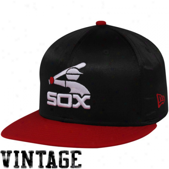 New Era Chicago White Sox Black-red Satron Quick Turn Snapback Adjustable Hat