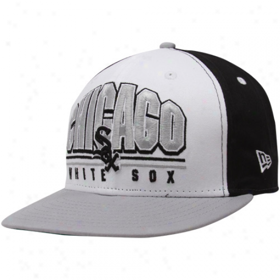 New Era Chicago White Sox Black-white-silver Monolith 9fifty Snapback Adjustable Hat