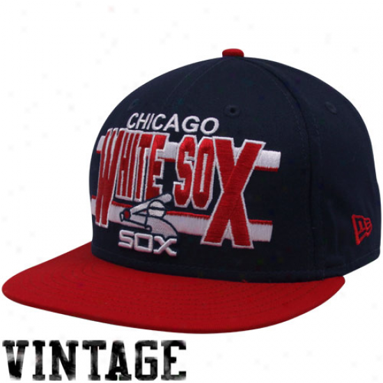 New Era Chicago White Sox Navy Blue-red Word Stripe 9fifty Snapback Adjustable Hat
