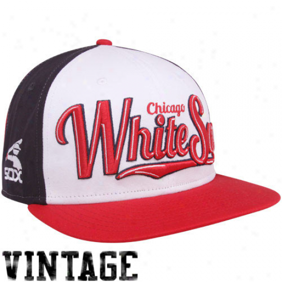 New Era Chicago White Sox Red-navy Blue-white 9fifty Script Wheel Snapback Adjustable Hat