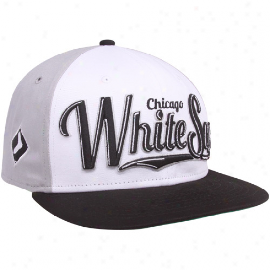New Era Chicago White Sox White-black-gray 9fifty Script Wheel Snapback Adjustable Hat