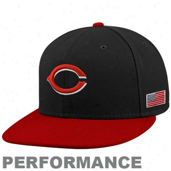 New Era Cincinnati Reds Black-red On-field 59fifty Usa Languish Fitted Action Hat