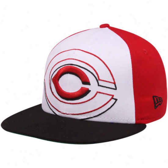 New Era Cincinnati Reds Black-white-red Little Big Pop 9fifty Snapback Adjustable Hat