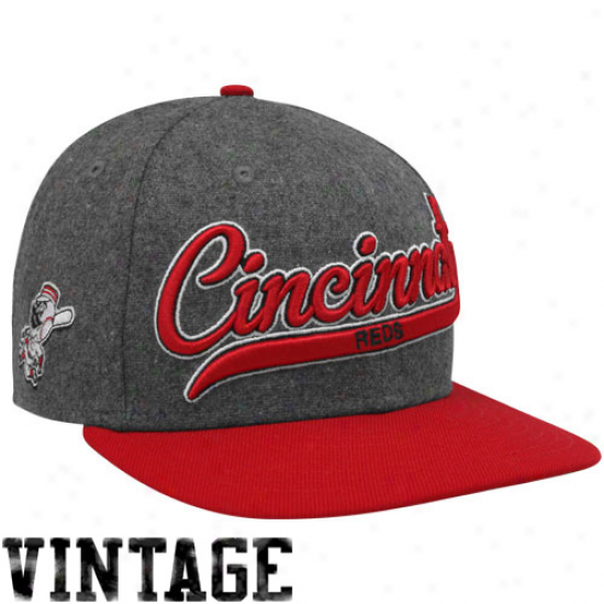 New Era Cincinnati Reds Heather Gray-red Scripter Ii Snapback Adjsutable Hat