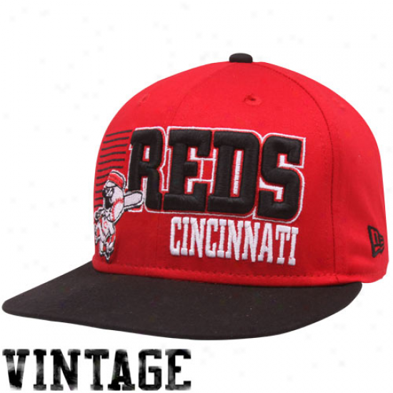 New Era Cincinnati Reds Red-black 9fifty Borderiine Snapback Adjustable Hat