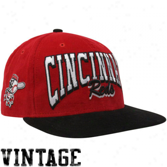 New Era Cincinnati Reds Red-black 9fifty C0rduroy Snapback Adjustable Hat