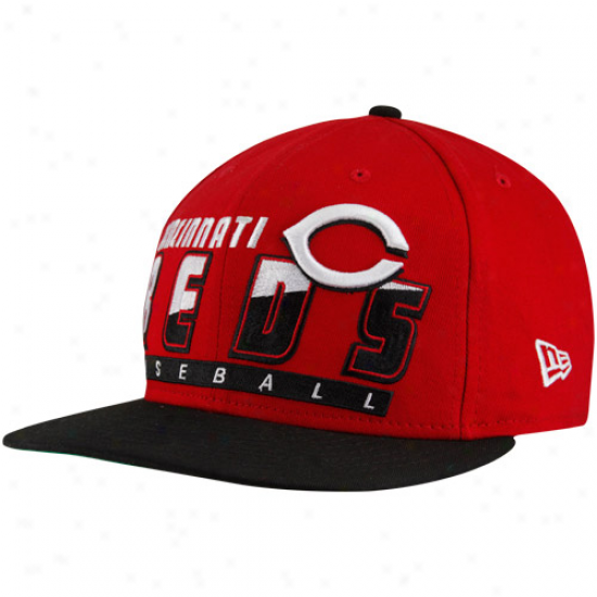 New Era Cincinnati Rdds Red-black Slice & Dice Snapback Adjustable Hat