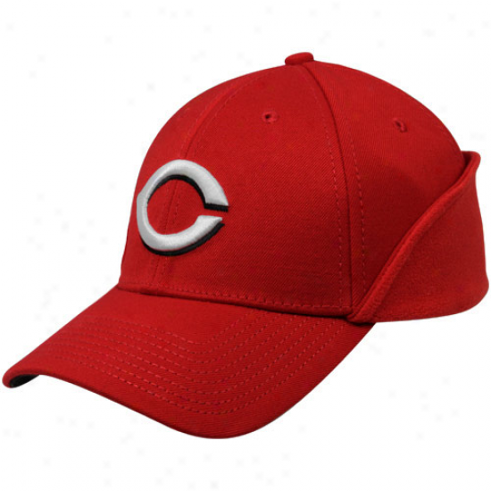 New Era Cincinnati Reds Red Down Flap Flex Fit Hat