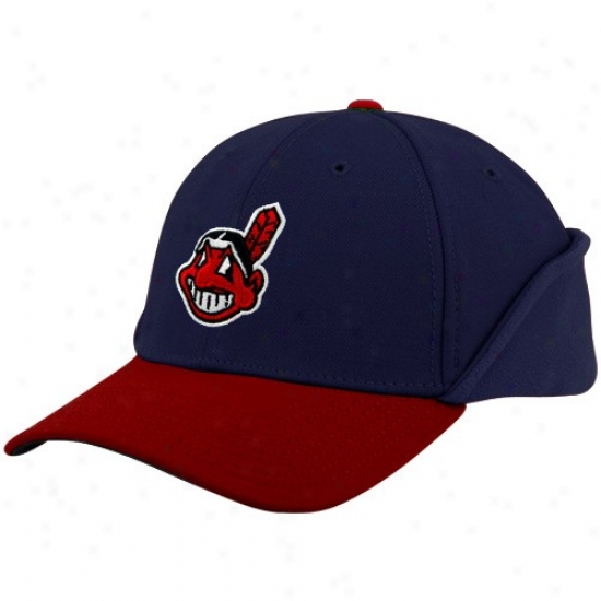 New Era Cleveland Indians Navy Blue 39thirty Down Flap Authentic On-field Stretch Fit Hat