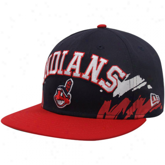 New Era Cleveland Indians Navy Blue-red Side Snapback 9fifty Adjustable Hat