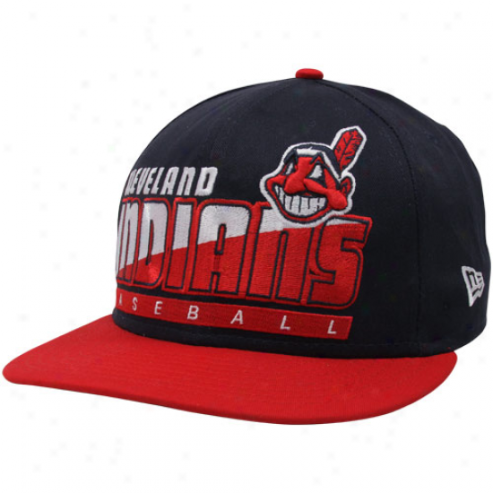 New Era Cleveland Indians Navy Blue-red Slice & Dice Snapback Adjustable Hat