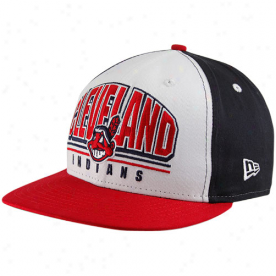 New Era Cleveland Indians Navy Blue-white-red Monolith 9fifty Snapback Adustable Hat