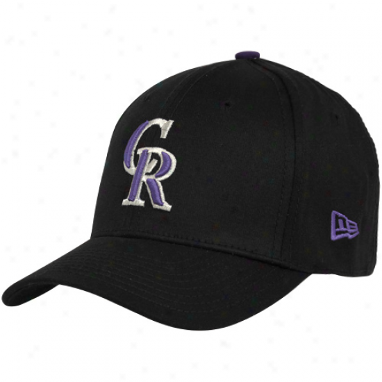 New Era Colorado Rockies Youth Black Tie Breaker 39thirty Stretch Fit Hat