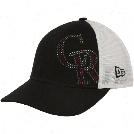 New Era Colorado Rockies Youth Girls Black Jersey Shummer Adjustable Hat