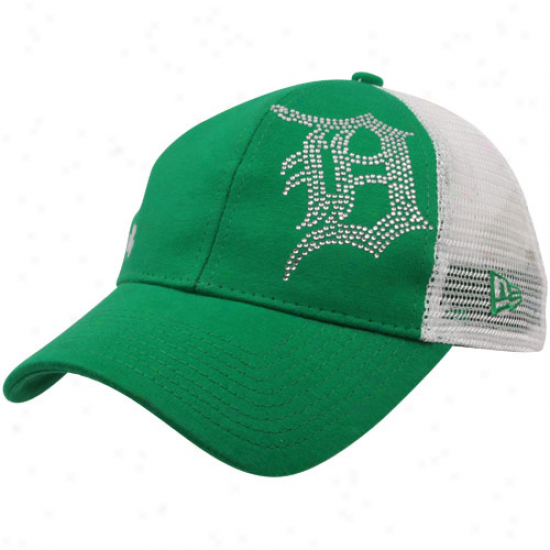 New Era Detroit Tigers Ladies Kelly Green Jersey Shimmer Mesh Back Adjustable Hat