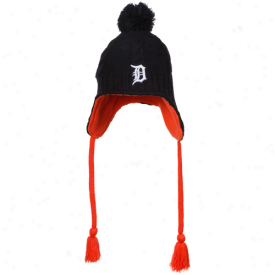 New Era Detroit Tigers Ladies Navy Blue Cable Knit Tassel Beanie