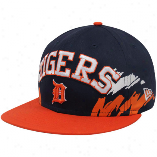 New Era Detroit Tigers Navy Blue-orange Side Snapback 9fifty Adjustable Hat