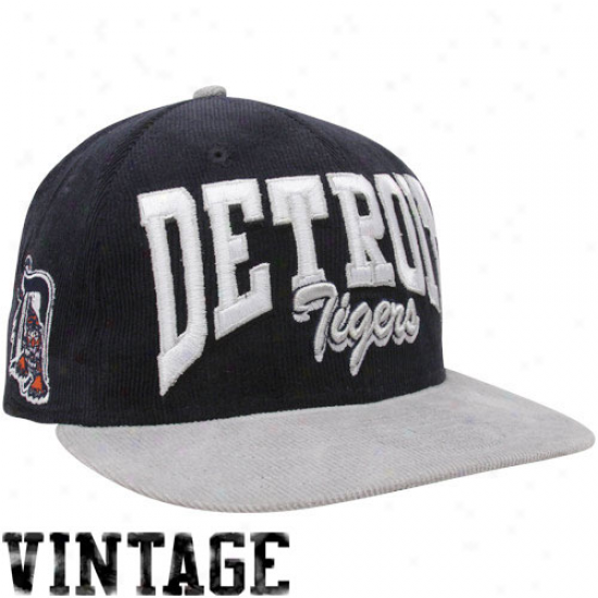 New Era Detroit Tigers Navy Blue-sil\/er 9fifty Corduroy Snapback Adjustable Hat