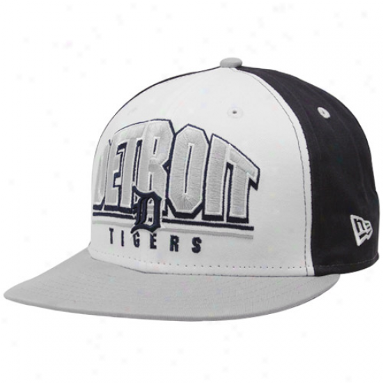 New Era Detroit Tigers Navy Blue-white Monolith 9fifty Snapback Adjustable Hat