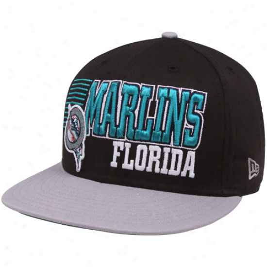 New Epoch Florida Marlins Black-silver Cooperstown Borderline 9fifty Snapback Adjustable Ht