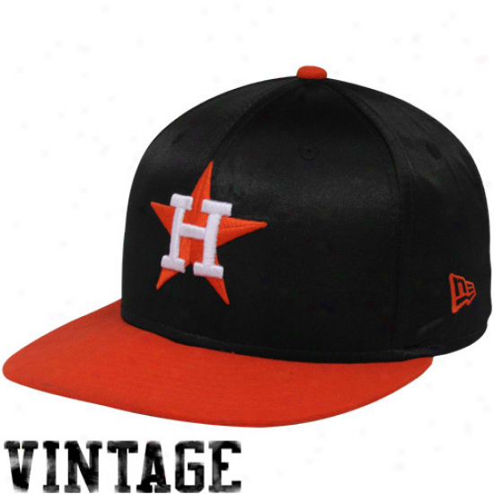 New Era Houston Astros Black-orange Satron Quick Turn Snapback Adjustable Hat