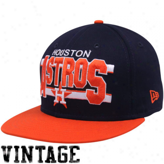 New Era Houston Astros Black-orange Word Stripe 9fifty Snapback Adjustable Hat