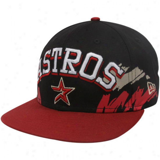 New Era Houston Astros Black-red Side Snapback 9fifty Adjustable Hat