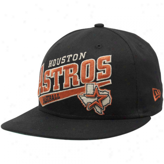 New Era Houston Astros Black Skew Script Snapback Adjustable Hat