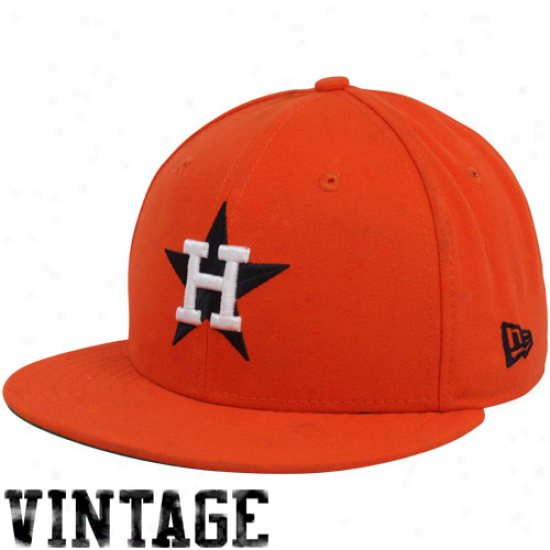 New Era Houston Astros Orajge 1975-1979 Throwbadk Cooperstown On-field 59fifty Fitted Hat