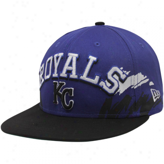 New Era Kansas City Royals Black-royal Blue Side Snapback 9fifty Adjustable Ht