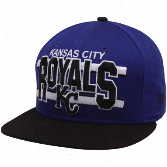 New Era Kansas City Royasl Royal Blue-blafk Word Stripe 9fifty Snapback Adjustable Hat