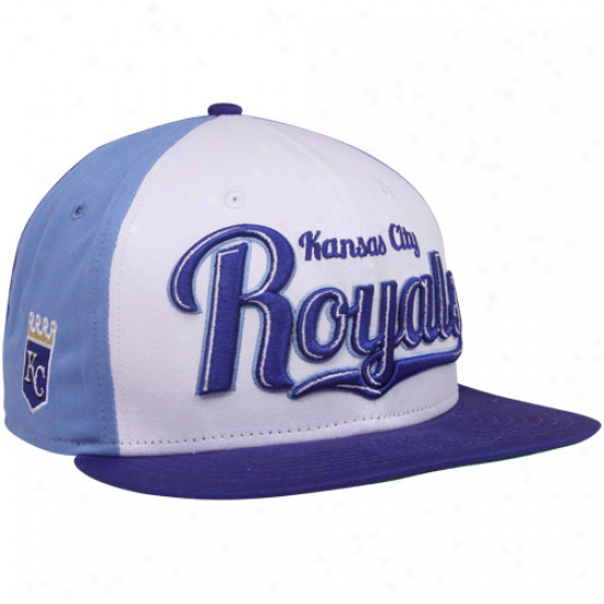 New Erq Kansas City Royals White-light Blue-navy Blue 9fifty Script Wheel Snapback Adjustable Hat