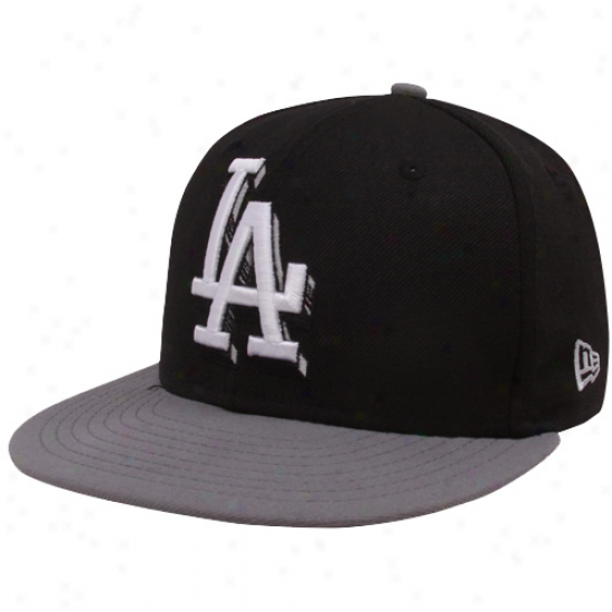 New Era L.a. Dodgers Black-grya Shadow Logo 59fifty Fitted Hat