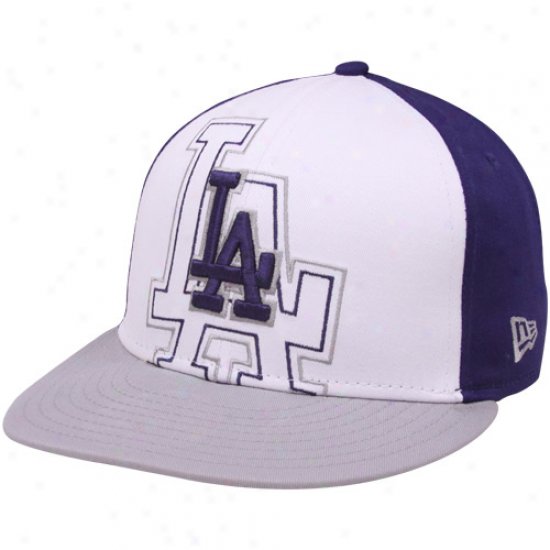 New Era L.a. Dodgers Gray-white-royal Blue Little Big Pop 9fifty Snapback Adjustable Ha